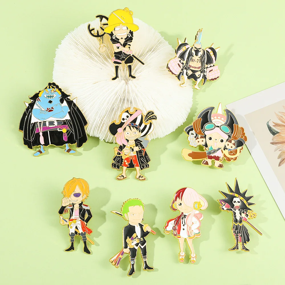 Фото Хит продаж: Металлический значок One Piece, аниме-мерч, фигурки Солона, броши Шаньчжи и Луффи, оптовая продажа, модные игрушки в стиле Y2K, аниме №3
