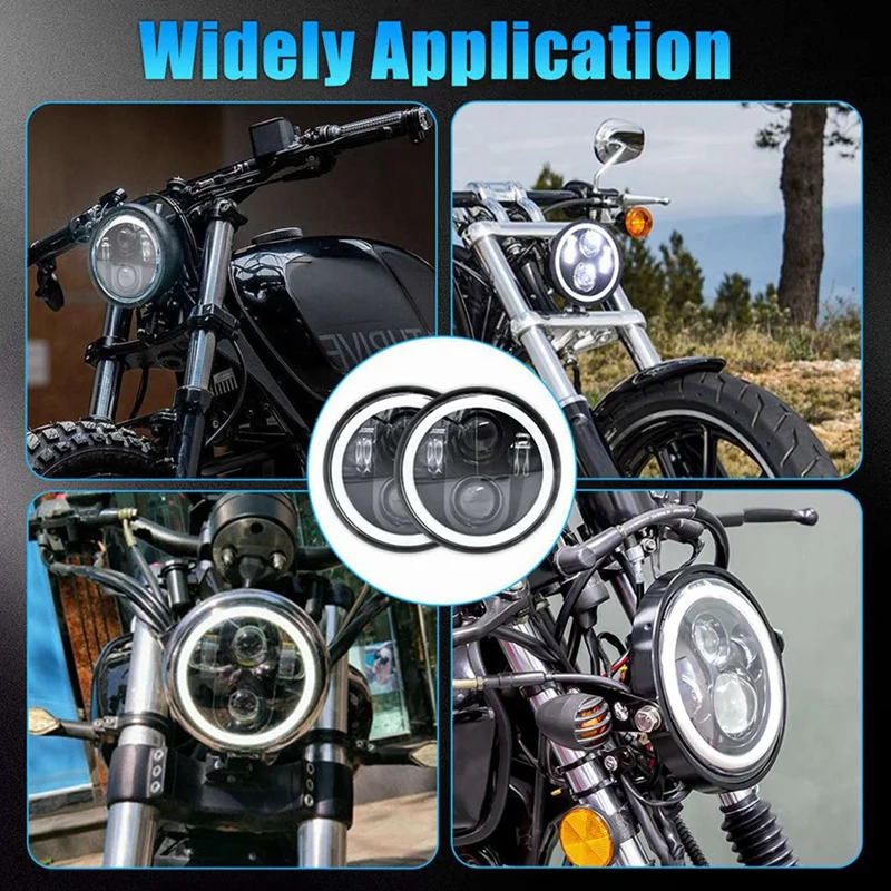 Передняя фара для мотоцикла 2x3/4 с белым ореолом DRL Sportster Iron 883 Dyna Street Bob