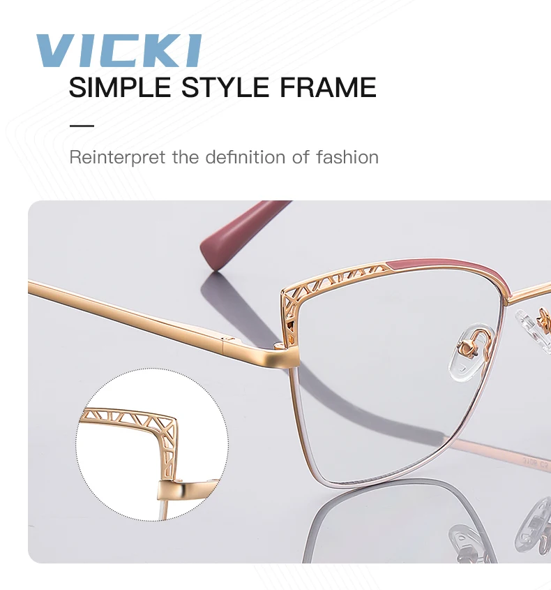 VICKI металлические персонализированные анти-синие фотохромные очки для чтения