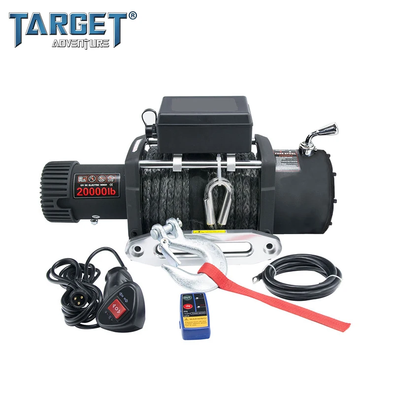 

synthetic rope outdoor 12V heavy duty electric winch CE approved 20000lb winch
