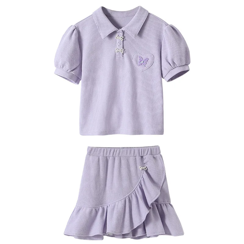 

Girls Casual Clothing Swt 2023 Summer New Kids Sports Shirt and Cute Skirt Two-Piece Suit Elegant, #7445