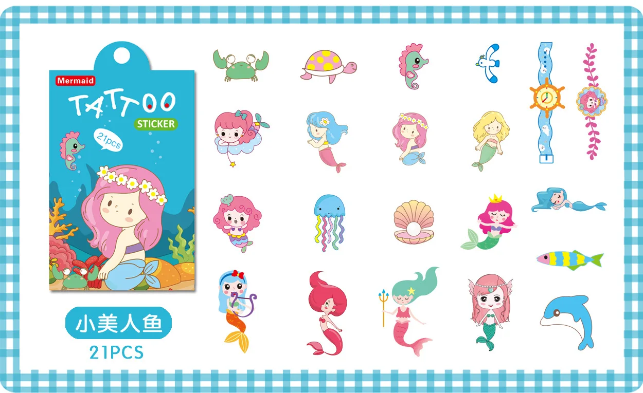 21pcs/bag Tattoo Temporary Tattoos Stickers for Kids Unicorn Animal Dinosaur Mermaid Fake Child Tatuajes Temporales Ninos |