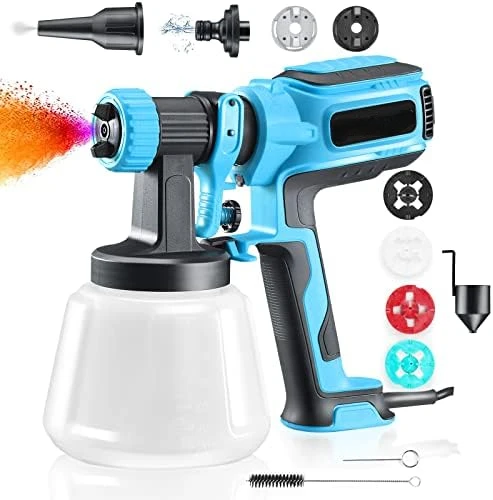 

Paint Sprayer,750w Hvlp Spray Gun with 4 Nozzles, Paint Gun with 1200ml Container,Spray Paint Gun for Furniture, Cabinets, Fence