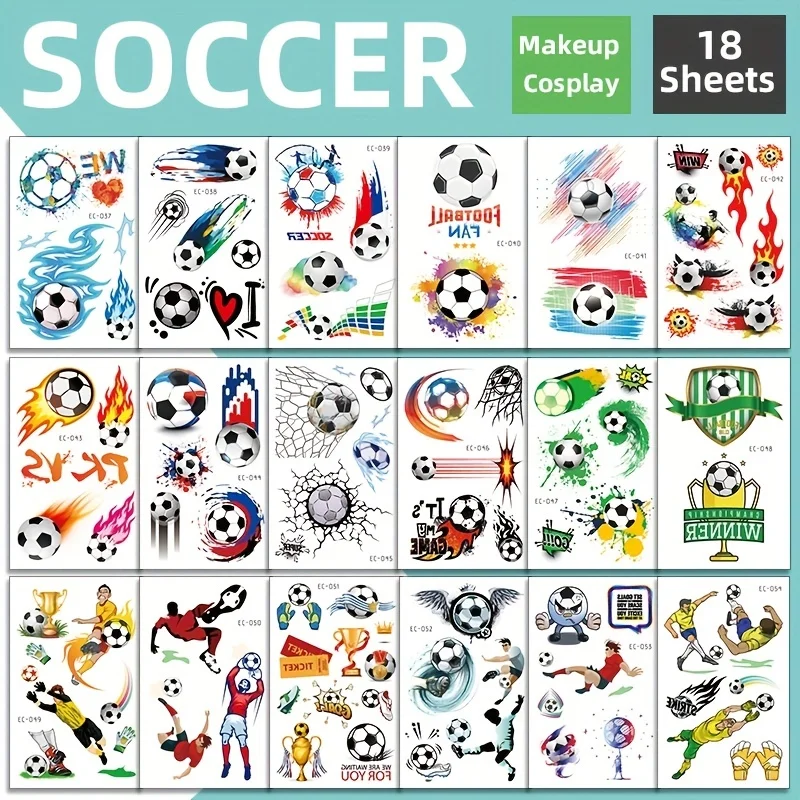 18 шт. Футбол временные татуировки наклейки красочные футбольные игры игрушки