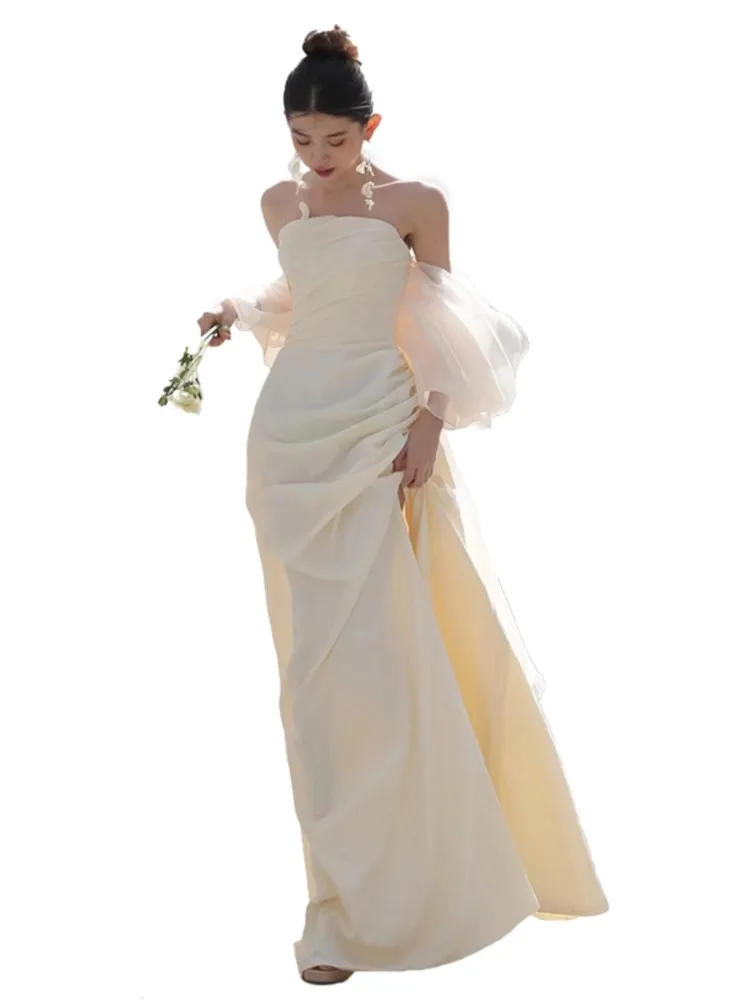 Френч туба верхняя фотосессия свадебное платье Мори стиль вуаль рыбий хвост