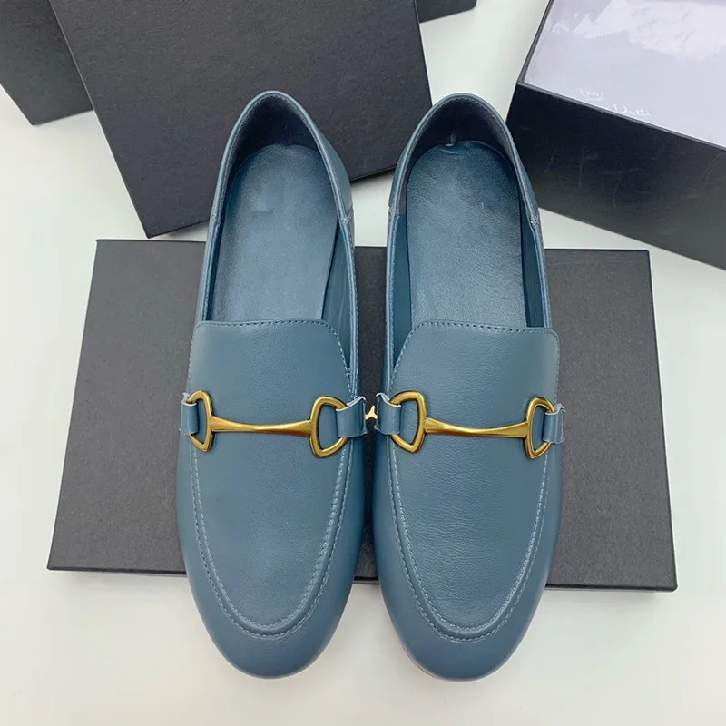 Jenny&Dave 2023 Spring Flat Shoes Women England Fashion Solid Horsebit Slip-on Loafers Women Shoes Woman Office Lady Shoes Women