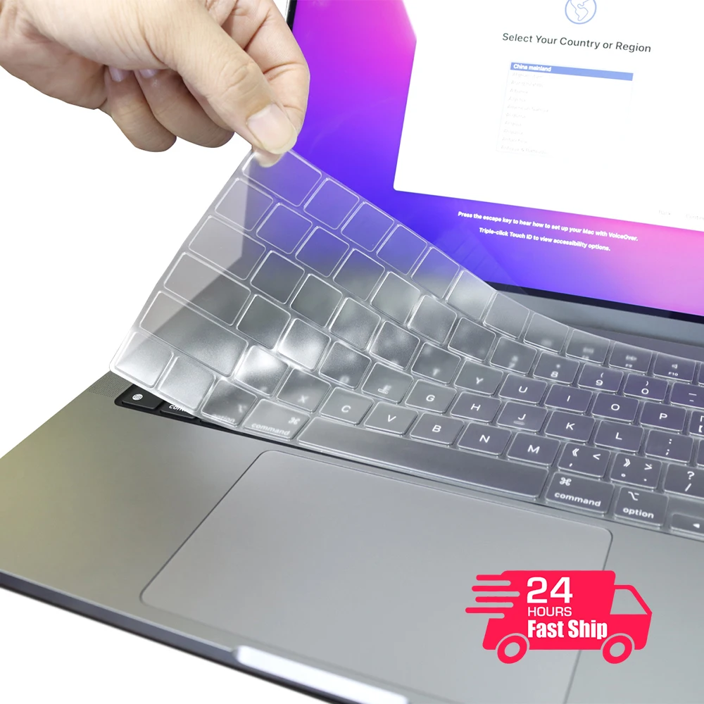 

Keyboard Cover for Macbook Air 13 M1 M2 Pro 13 14 Max 15 16 Bar ID Silicone Protector Skin Case A1369 A2442 A2681 A1466 A1278