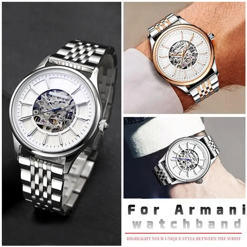 PCAVO твердый стальной ремешок для часов Armani AR1945/1648/1863/AR2447/AR11121 мужчин розовое