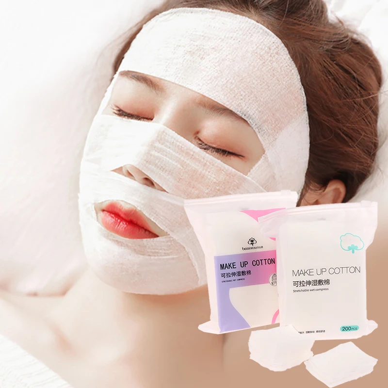 

200Pcs Mummy Gauze For Face Makeup Cotton Pads Stretchable Elasticity Disposable Cosmetic Cotton Mask Wet Compress Wipe Cleaning