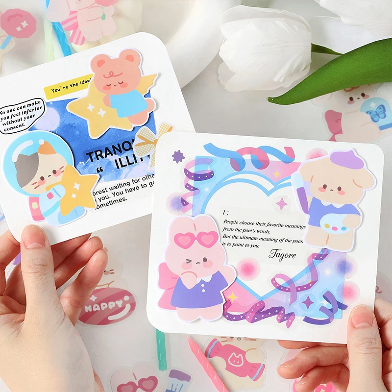 Наклейки с животными из серии Галактика водонепроницаемые этикетки милый Декор