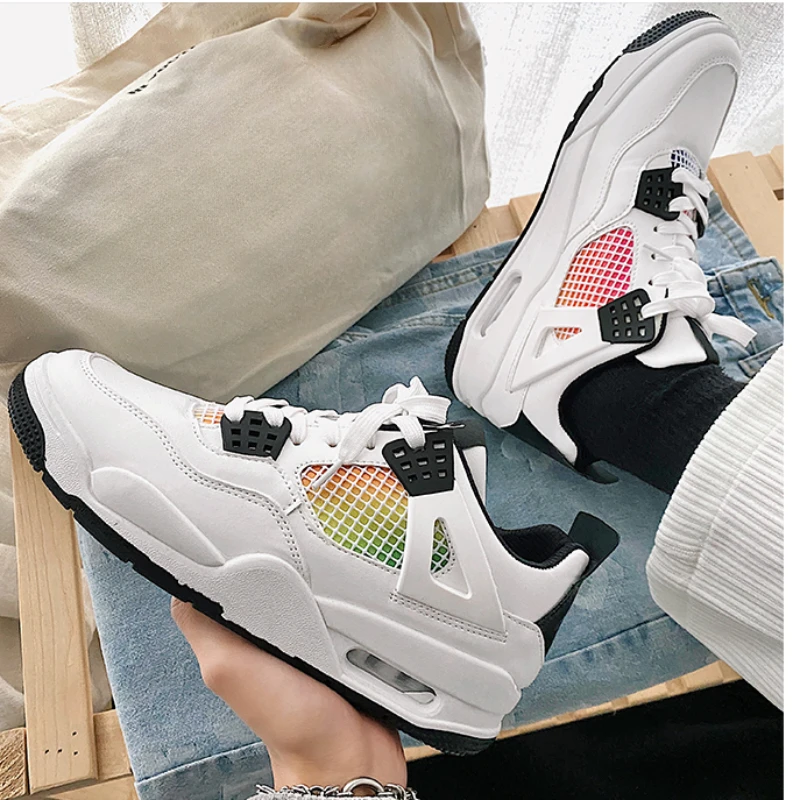 

High Top Sneakers for Men New Summer Breathable Mesh Lace Up Air Cushion Sports Shoes for Men Outdoor Casual Male Platform Shoes