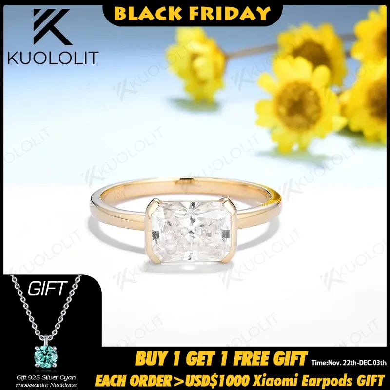 Женское кольцо Kuololit 2CT с сияющим муассанитом D/VS1