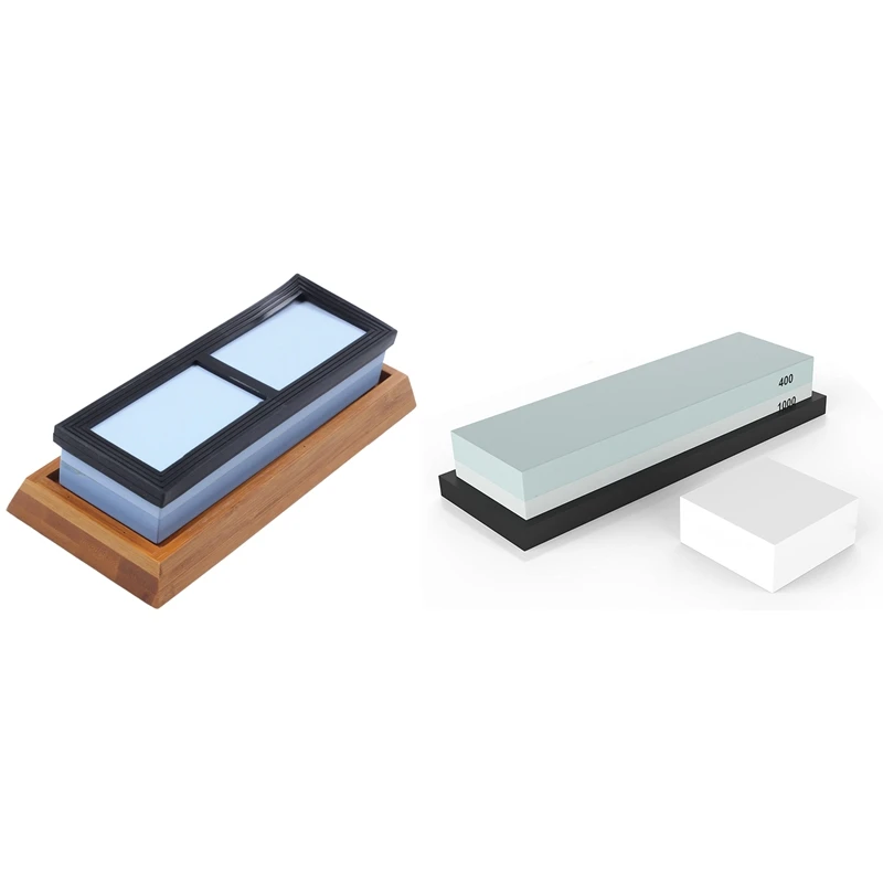 

3 Pcs Premium Whetstone Sharpening Stone 2 Side Grit 400/1000 Knife Sharpener & 4 Pcs Flattening Stone & Sharpening Stone For