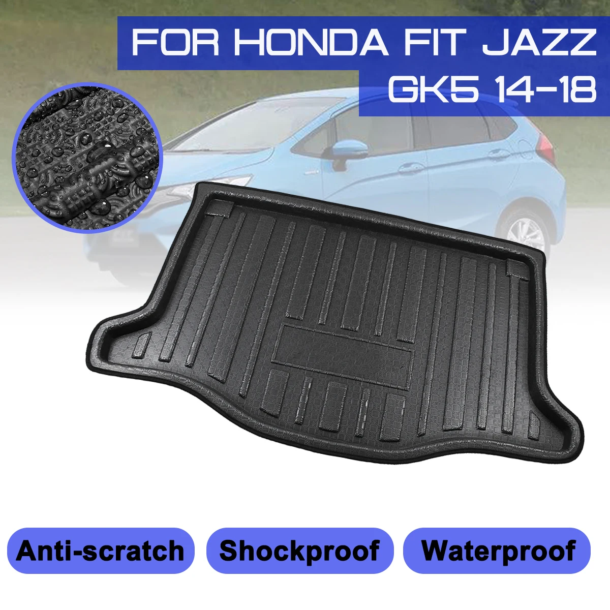 

For Honda FIT JAZZ GK5 2014 2015 2016 2017 2018 Car Floor Mat Carpet Rear Trunk Anti-mud Cover