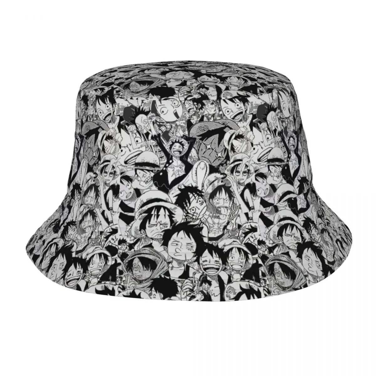 

Woman Bucket Hat Japanese Manga Collage Travel Headwear Outdoor Sports Fishing Caps One Piece Anime Bob Hat Birthday Gift Idea