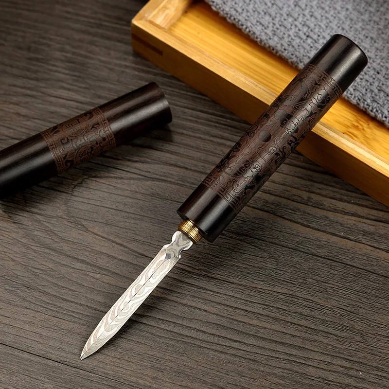 

Стальная чайная игла с дамасским узором, нож для чая Пуэр из черного дерева