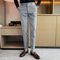 2022 solid color business dress pants men casual slim suit pant office social trousers streetwear wedding groom costume homme