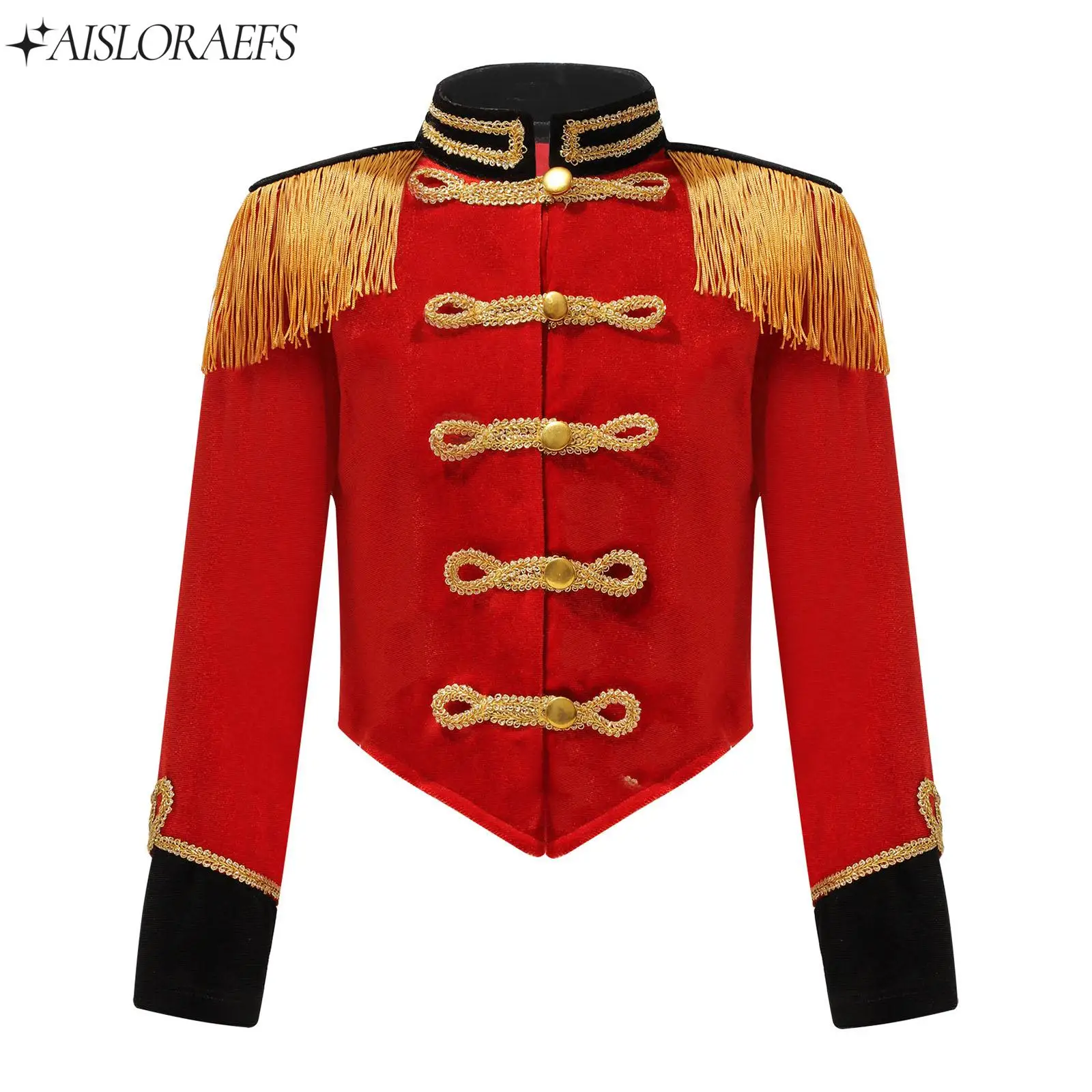 Детский цирковой костюм манежа воротник-стойка длинный рукав бахрома кисточка