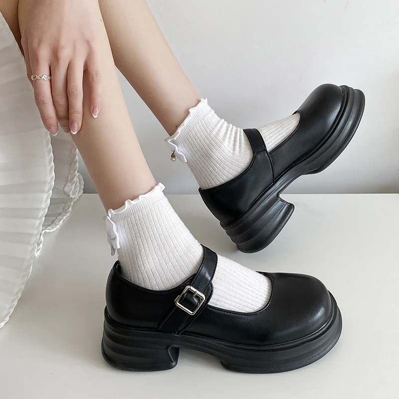 

Женские туфли с ремешком на застежке, туфли-лодочки на платформе и высоком каблуке, повседневные туфли-лодочки, 2023