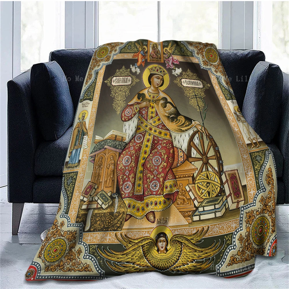 Фланелевое Одеяло с русскими иконами религиозная мать Бога Библия св. Кэтрин