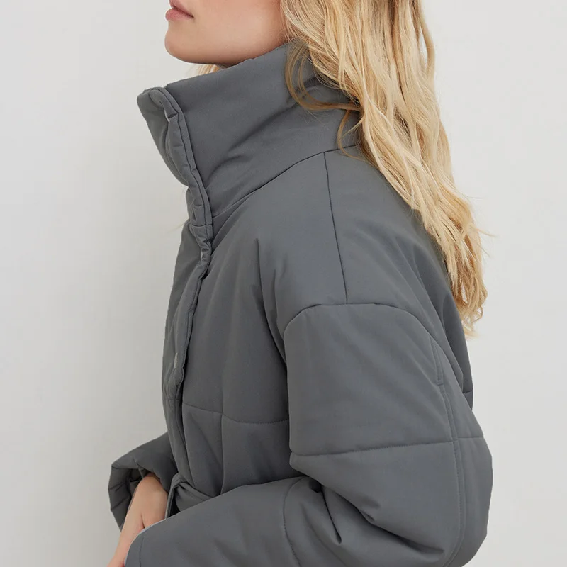 Solid Colour Standing Collar Cotton Clothing Women's Oversized Thickened Bread Coat 2022 New Winter Warm Windproof Jacket