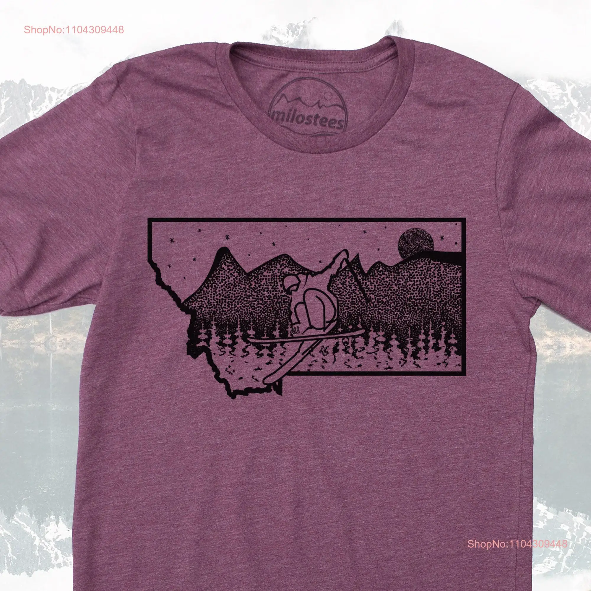 Лыжная футболка Montana с принтом на лыжах мягкой сливовой одежде MT уличная одежда