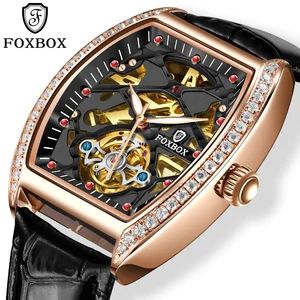 Imported 2023 Transparent Skeleton Automatic Mechanical Watch For Women Leather Top Brand Luxury Self Winding