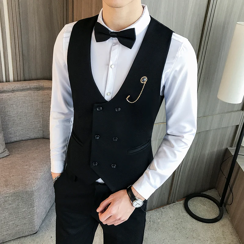 

Men's Slim Fit Mens Suit Vest Casual Suit Vest Man Black Gray Formal Businss Vest Arrival Vests Male Waistcoat Gilet Homme S-5XL