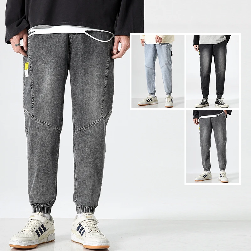 Spring Summer Baggy Men's Cargo Jeans Fashion Harlan Cotton Streetwear Harajuku Pants Joggers Elastic Waist Trousers Male M-5XL