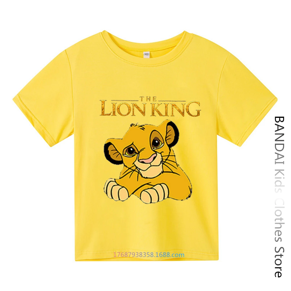 

New Disney Lion King Cotton Tshirt Kids Summer Cartoon Casual Short-sleeved Marvel T-shirt Baby Boy Clothes Girls Clothing