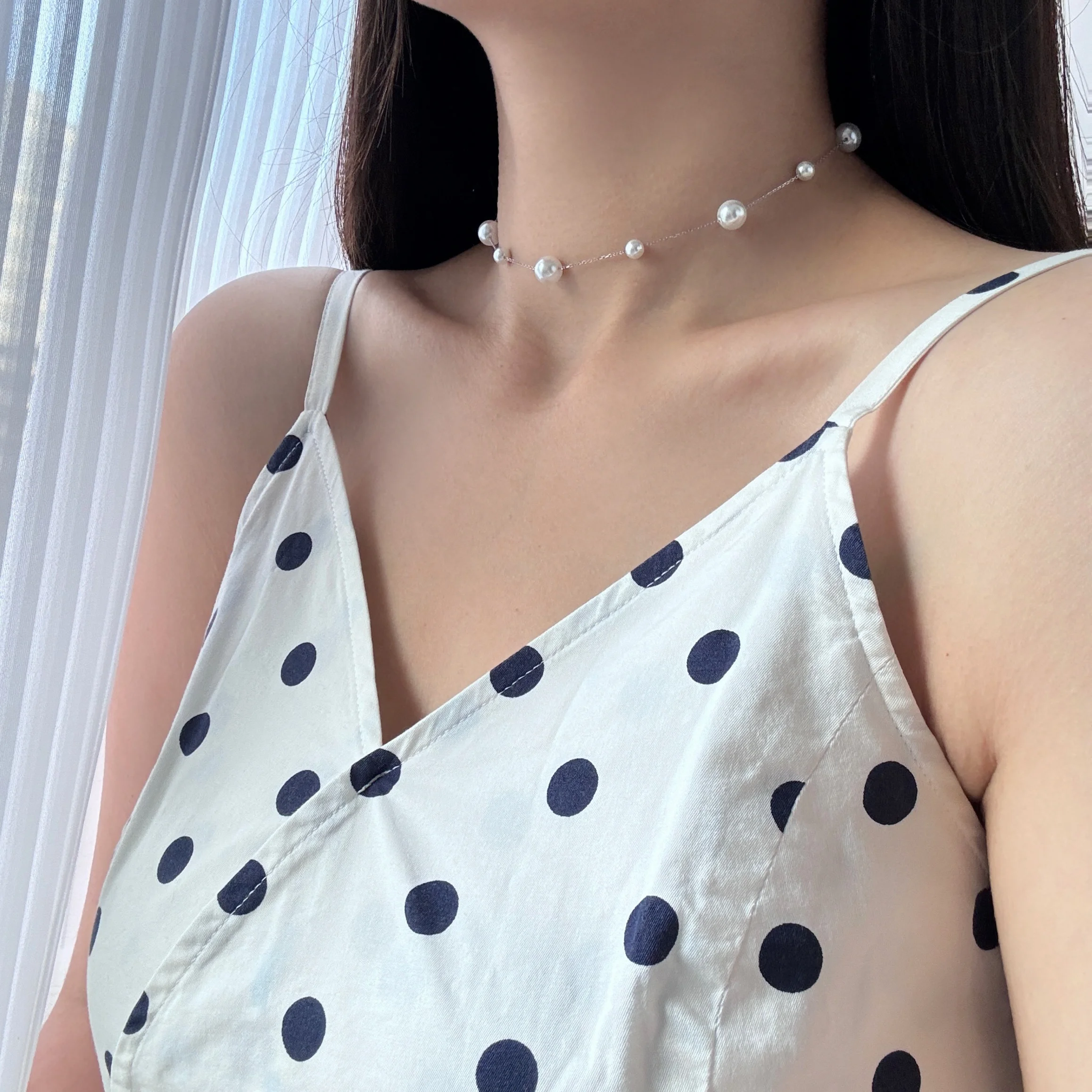 S925 Sterling Silver White Pearl Starry Necklace Women's Exquisite Shiny Long Fringe Clavicle Chain Multiple Sweater |