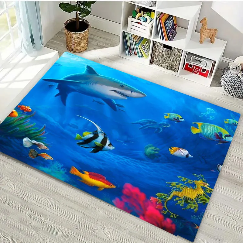Подводный мир 3D иллюзия морское дно мультфильм коврик с дельфином