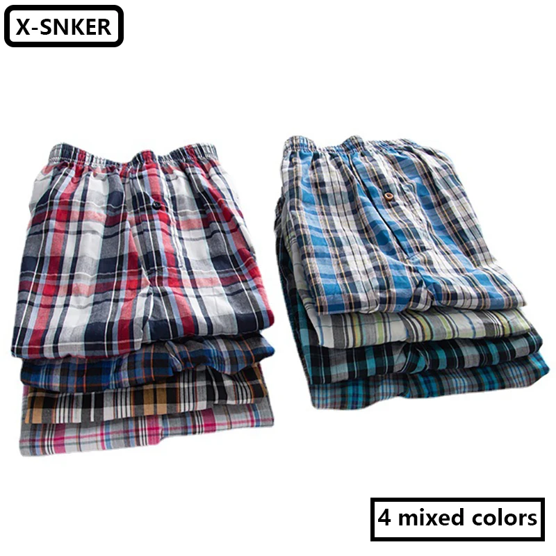Lots Mens Underwear Boxers Short Casual Cotton Sleep Underpants Plaid Loose Comfortable Homewear Striped Arrow Panties Wholesale