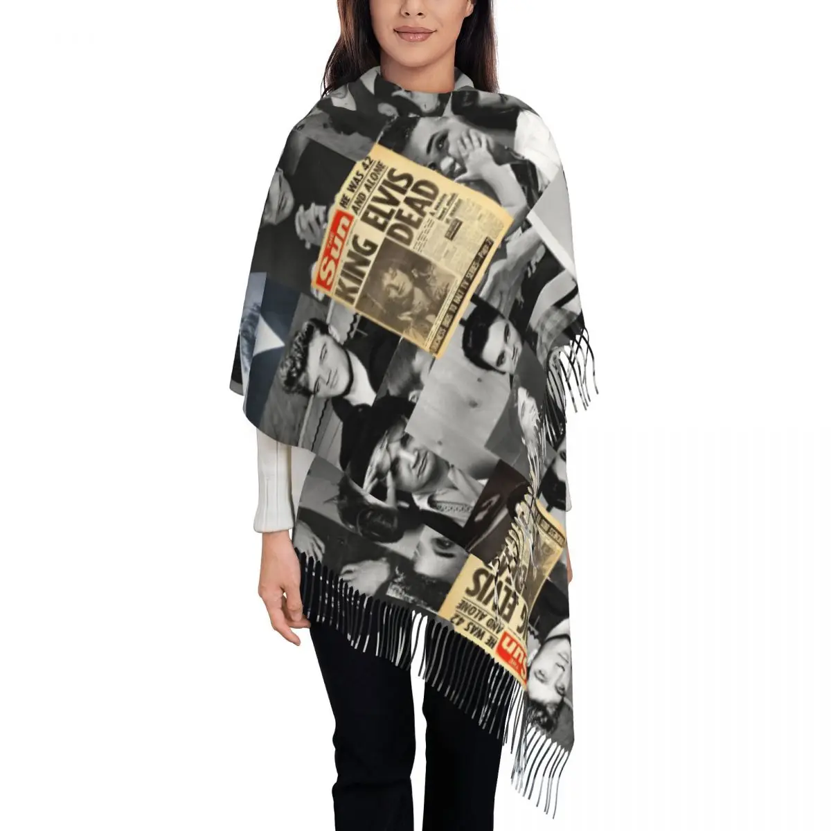 Художественный шарф E-Elvis P-Presleys для женщин зимние теплые кашемировые шали и