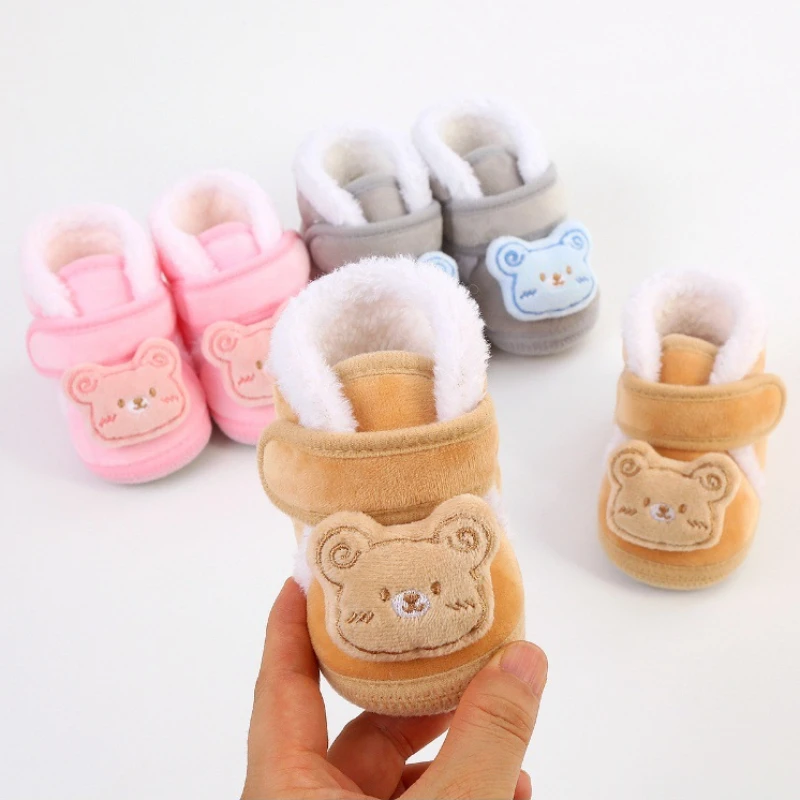 

0-18M Baby Shoes Boy Girl Booties Winter Warm Cartoon Animal Toddler Prewalkers Cotton Soft Anti-slip Infant Newborn Crib Shoes