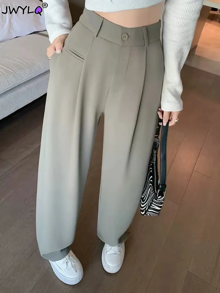 Wide Leg Suits Pants Women High Waisted Korean Fashion Elegant Straight Pants Spring Summer 2023 Ladies Casual Pants Y2k Clothes