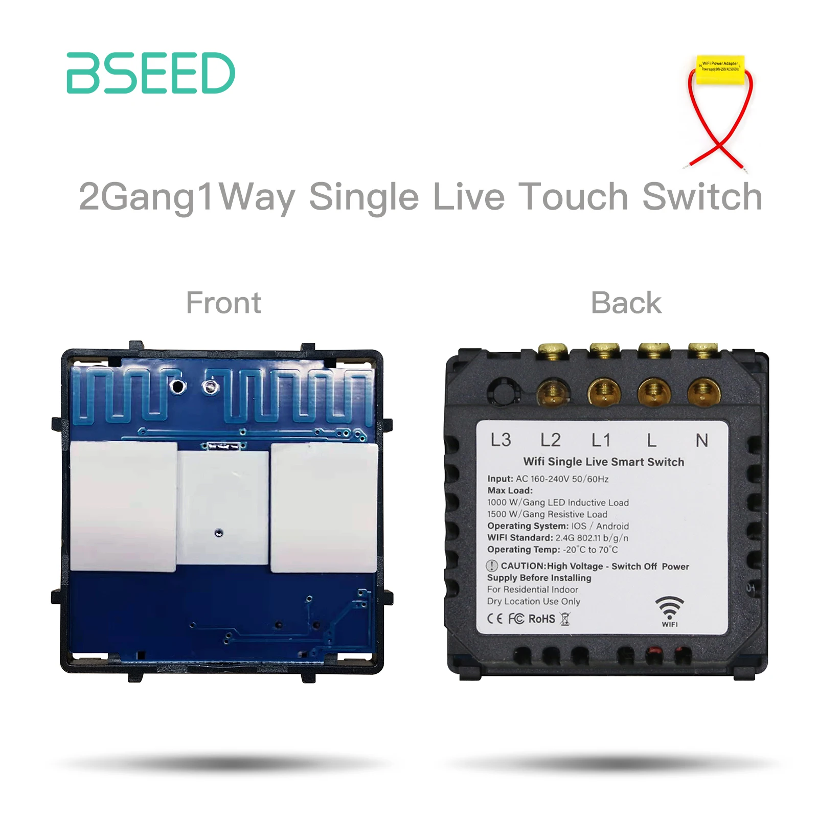 

BSEED Сенсорный выключатель Wi-Fi 1/2/3 Gang