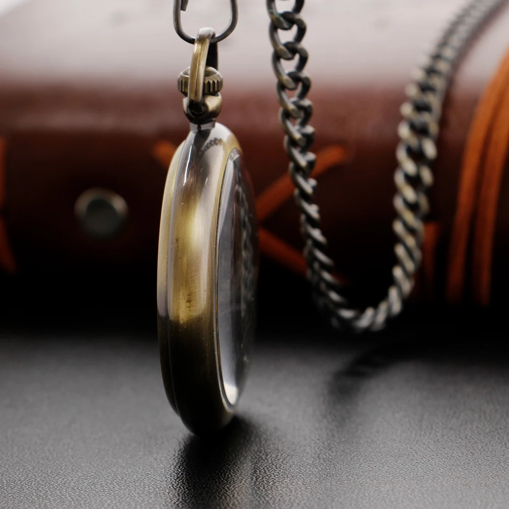 Bronze Hollow Out Design Mechanical Pocket Watch High Quality Unisex Necklace Timing Pendant Mens and Women's Pocket Watch Renoj