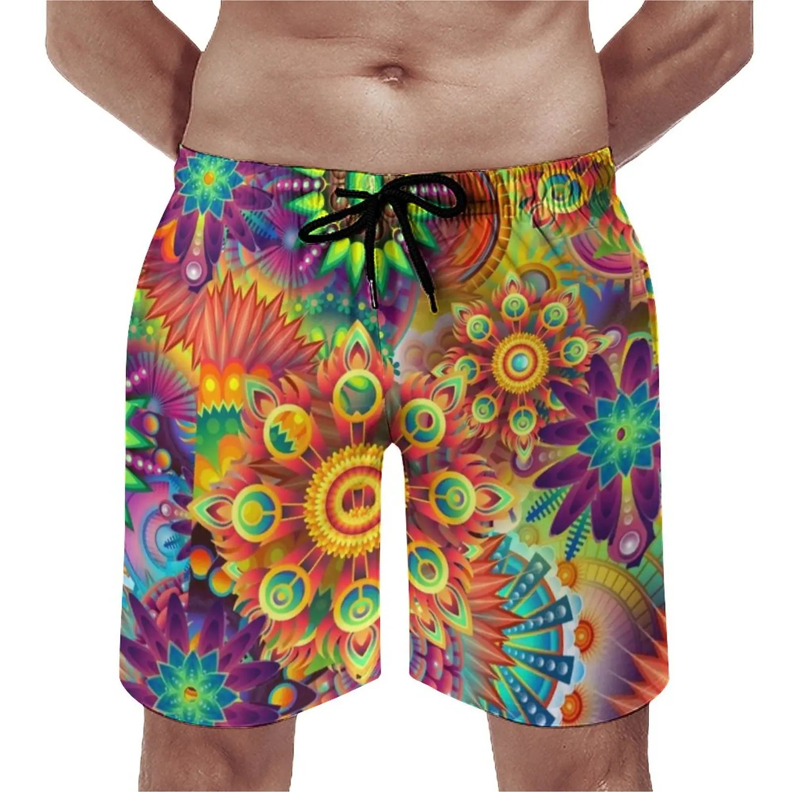 

Board Shorts Flower Power Peace Cute Hawaii Swimming Trunks Retro Hippy 70s Quick Dry Sports Surf Plus Size Board Short Pants