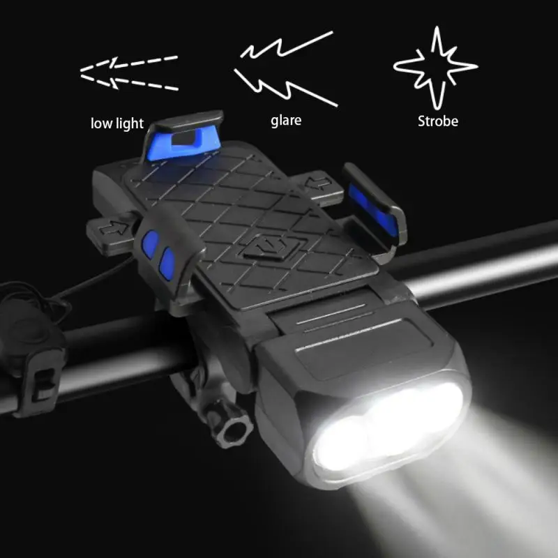 

2400mAh Bicycle Front Light Set T6 Bicycle Lamp Flashlight Bike Light Front USB Rechargeable Horn Phone Holder Cycling Eqiupment