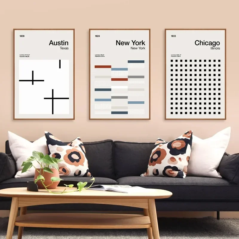 Абстрактный городской минималистический постер для путешествий принты среднего