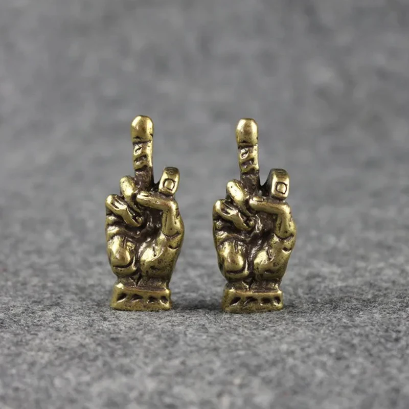 Медная ручная статуя с изгибом средним пальцем в стиле панк винтажные латунные