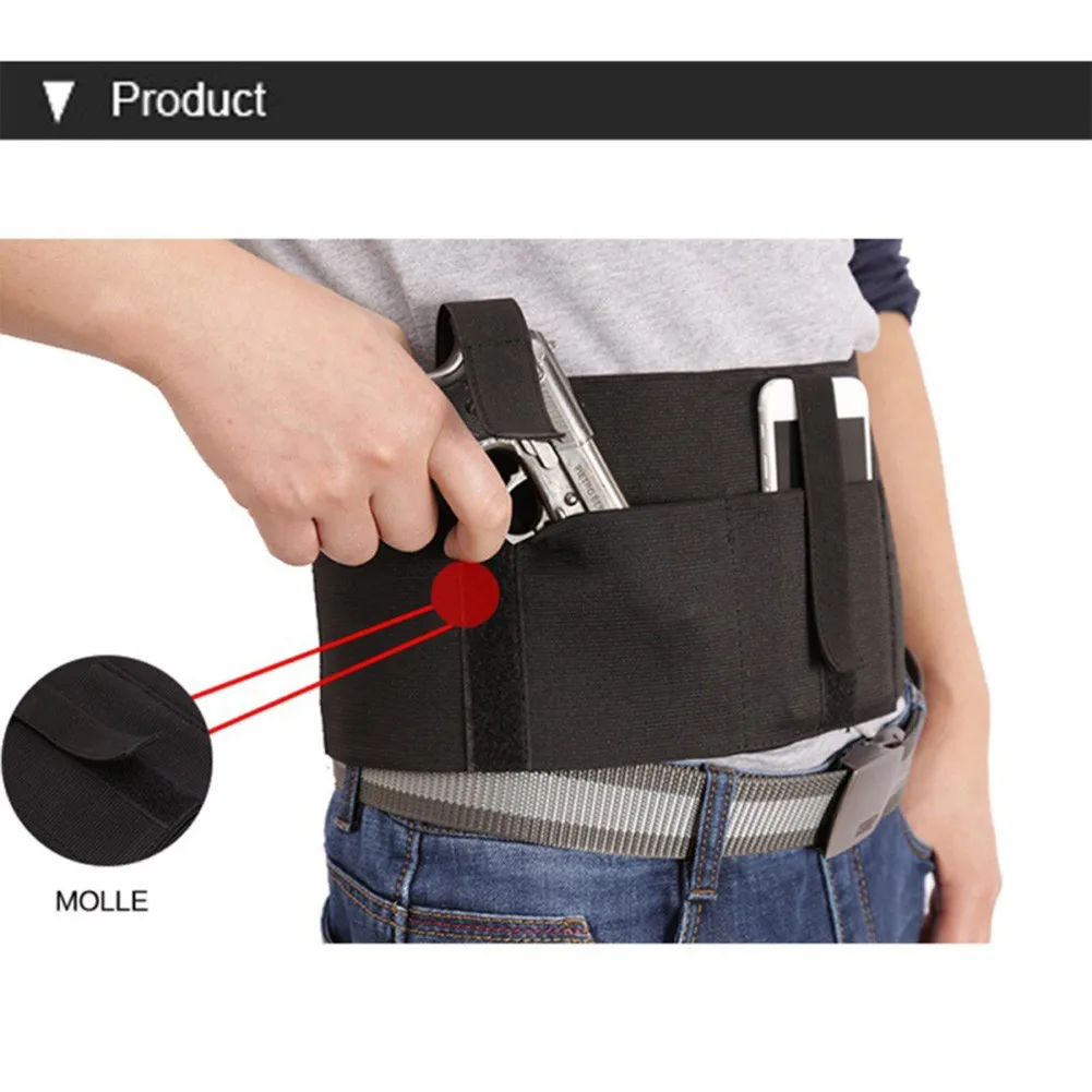 

Sport Belly Gun Holster Belt Waist Band Pistol Holder Magazine Bag Military Army Waistband Holster Under Coat Hidden Belt