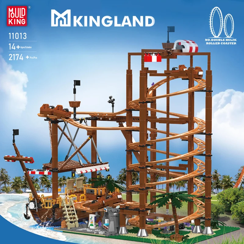 MOULD KING 11013 креативные круги американские горки с пиратским кораблем Строительные