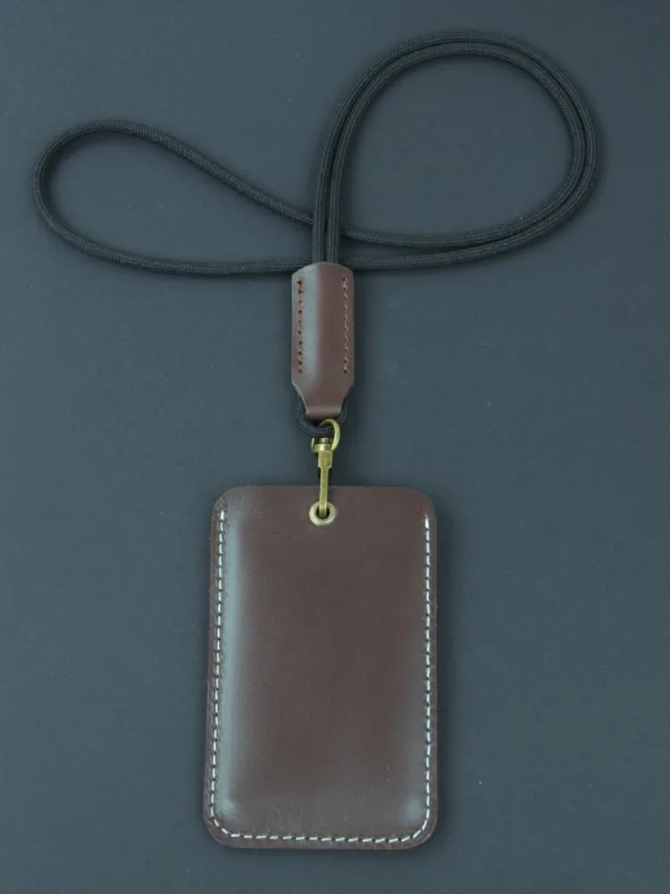 

Набор для работы с карточками из натуральной кожи для женщин и мужчин, многофункциональный Роскошный деловой комплект с нагрудным чехлом и биркой для карт