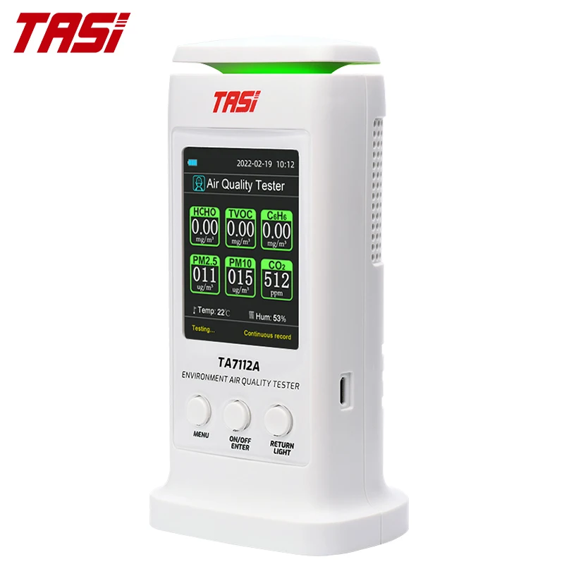 

Tasi TA7112A 8 in 1 Air Quality Detector With PC Data Analysis PM2.5 PM10 HCHO TVOC C6H6 CO2 Thermometer Monitor Home Tester