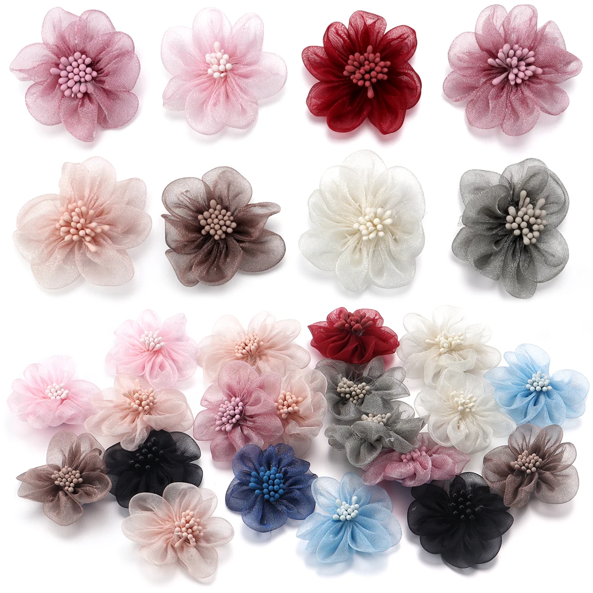 4 шт./лот 5 см Eugen шелковая лента тычинки цветок компактные легкие красочные цветы