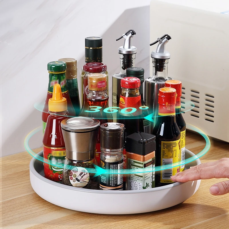 

Rotating Seasoning Storage Rack Multi-function Organizer Cosmetics Shelf Oilproof Non-slip Kitchen Supplies Holder Accessories