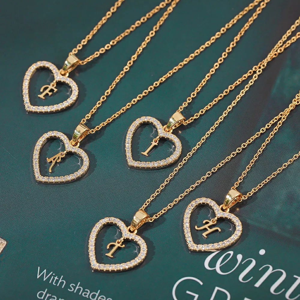 Изящное кубическое циркониевое ожерелье с надписью Love Heart для женщин элегантная