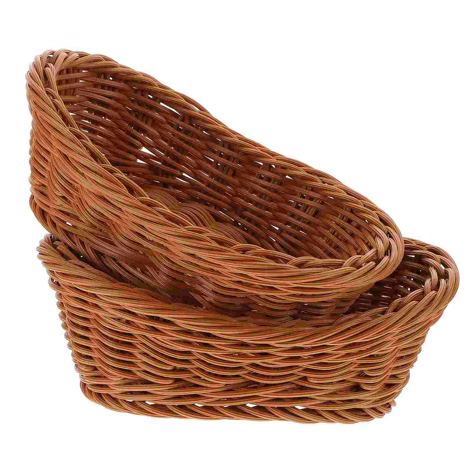 

Basket Bread Wicker Serving Woven Baskets Fruitrattan Oval Tray Storage Sushiplate Bowl Poly Snack Holder Platter Desktop Wooden